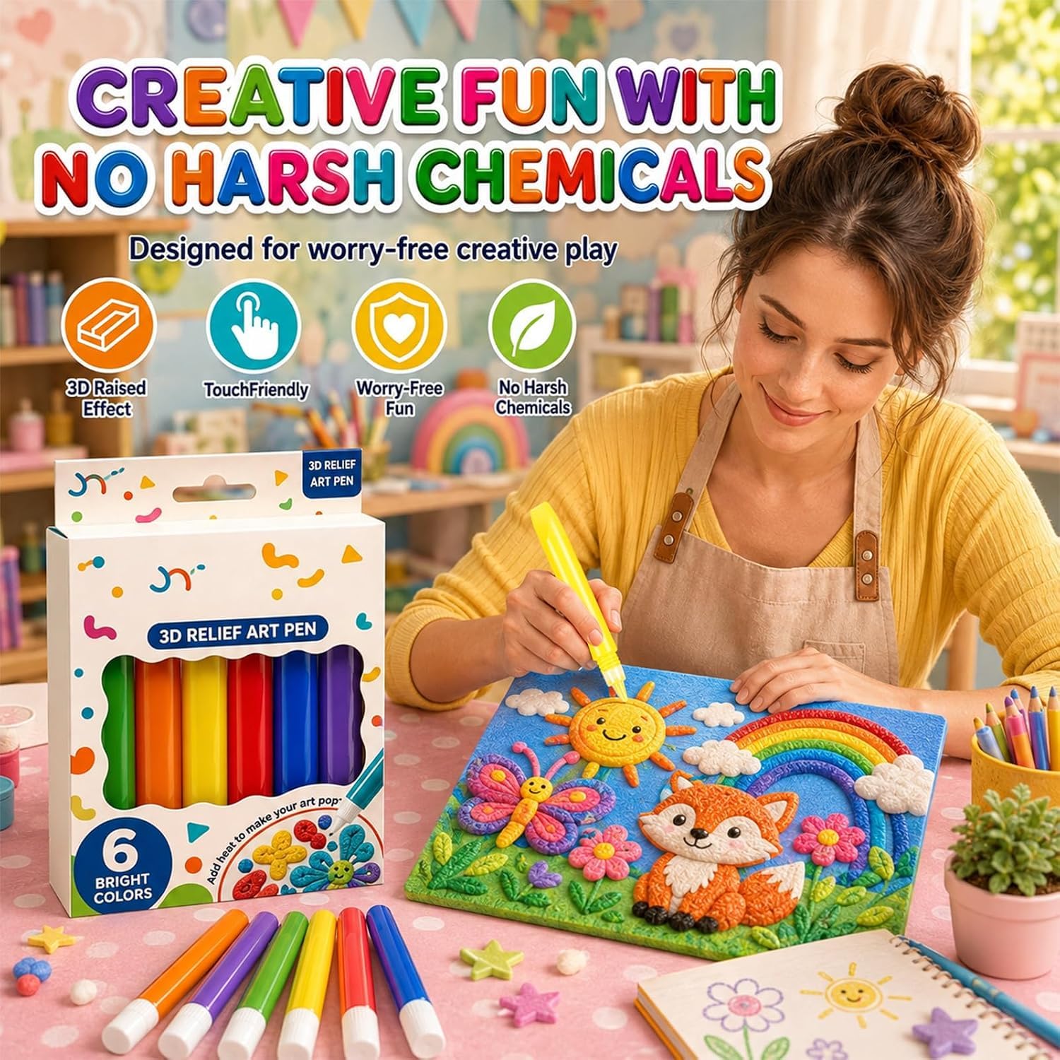 3D Relief Art Pen - Create Textured Designs -5