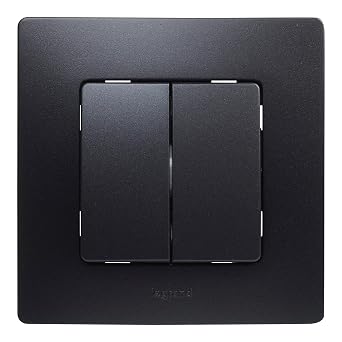 Legrand 396490 NL Double Switch Monobloc, Black, Single
