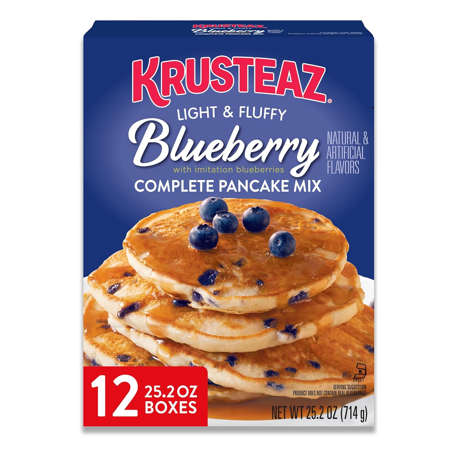 Krusteaz Complete Pancake Mix, Blueberry Pancake Mix, 25.2-Ounce Box (Pack of 12)