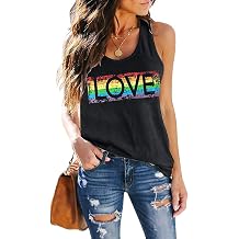 KIMSOONG Pride Shirt Women Rainbow Graphic Tee Funny Love Letter Print T Shirt LGBT Equality Tank Tops Casual Sleeveless Tops
