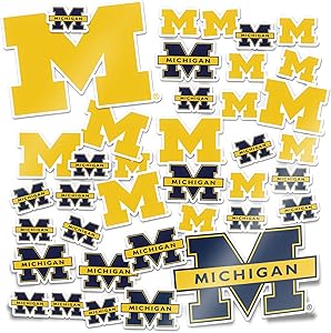 University of Michigan Wolverines Sticker Vinyl Decal Laptop Water Bottle Car Scrapbook (Type 1 Sheet)