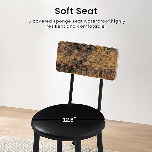 Miniatura 8 de Taburetes de bar con respaldo, taburetes altos de cocina con respaldo, sillas de bar con respaldo, reposapiés, asiento industrial para comedor,