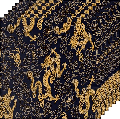 Miniatura 6 de Juego de 6 servilletas de tela vintage de dragón de 20 x 20 pulgadas, estilo chino, dragón, lavables, reutilizables, servilletas de cocina,