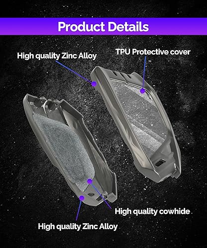 Miniatura 3 de RACOONA Llavero con llavero, funda para llave de coche de alta calidad, accesorios de automóvil, protección completa, carcasa para llaves, protector