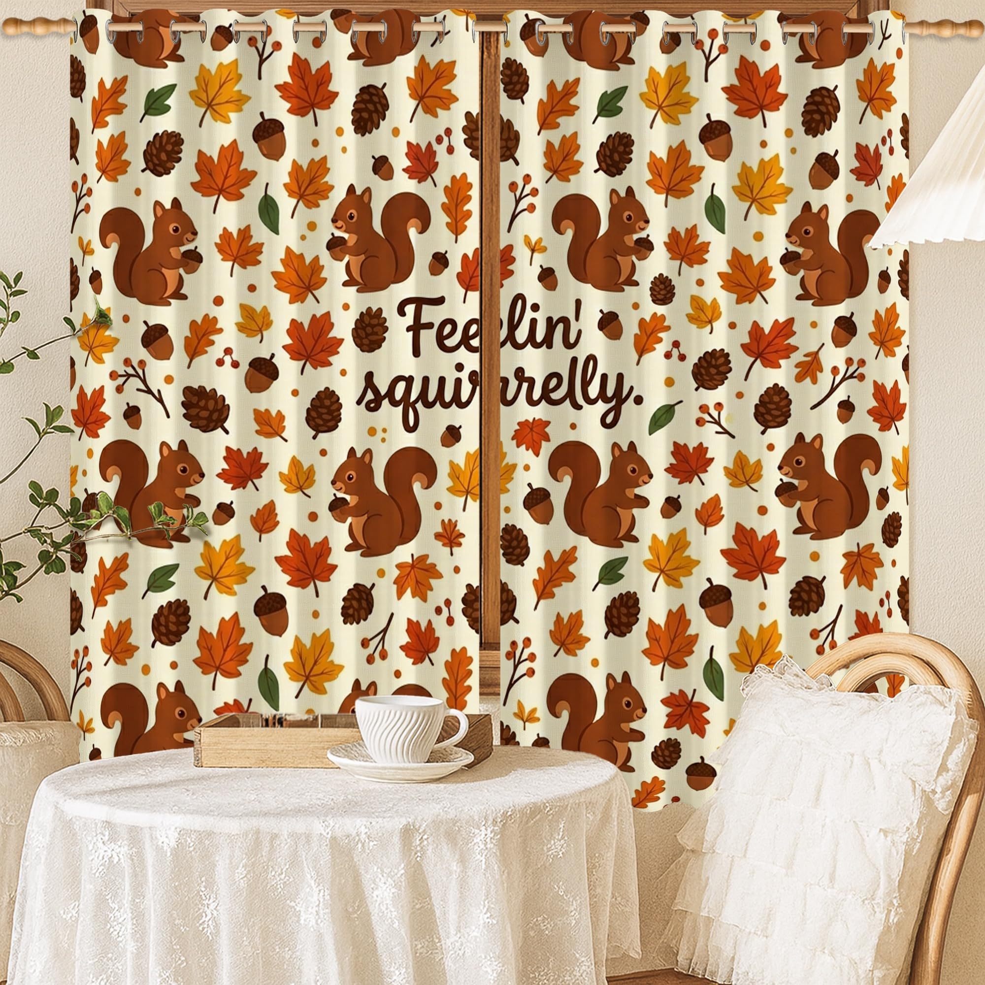 Rideaux occultants écureuil d'automne 132x137cm pour chambre enfant