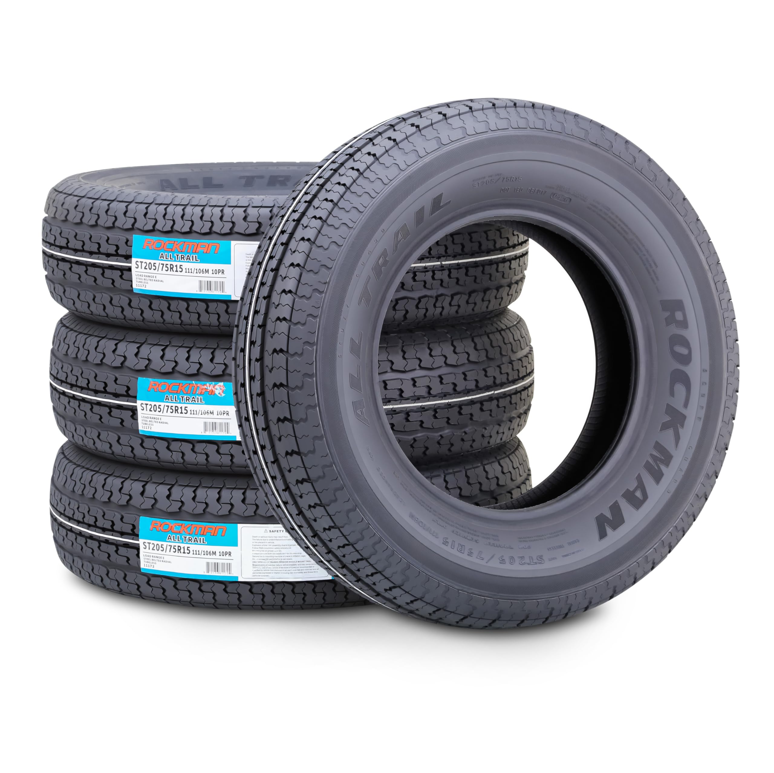 ROCKMAN Heavy Duty Trailer Tire ST205/75R15 10-Ply