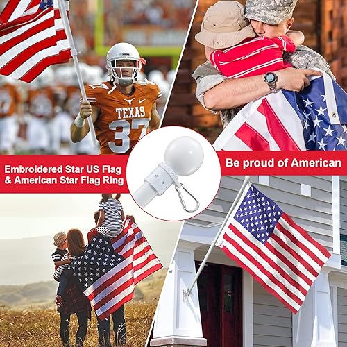 Miniatura 7 de Mástil de bandera de casa con bandera estadounidense, kit residencial de mástiles de bandera con mástil de bandera de metal sin enredos de 5 pies,