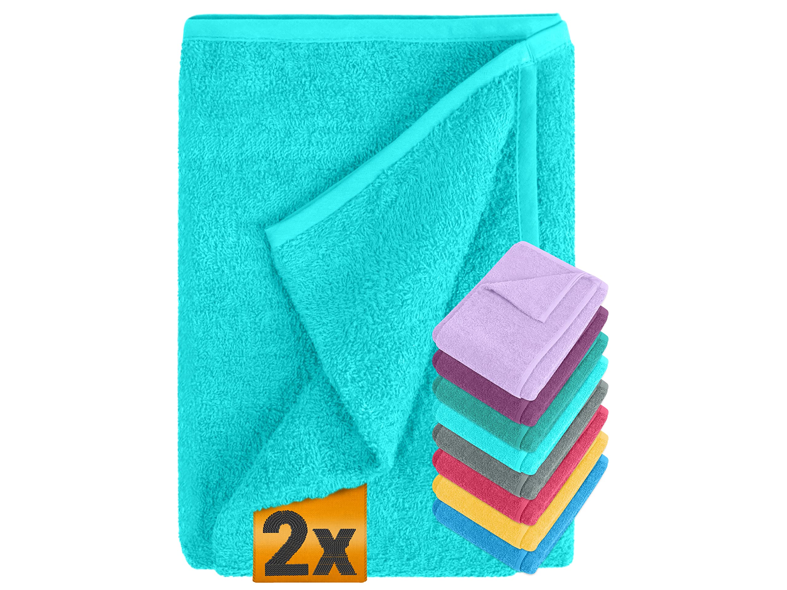 npluseins Lot de 2 coussins pour chaise longue et chaise longue de jardin Turquoise 70 x 200 cm