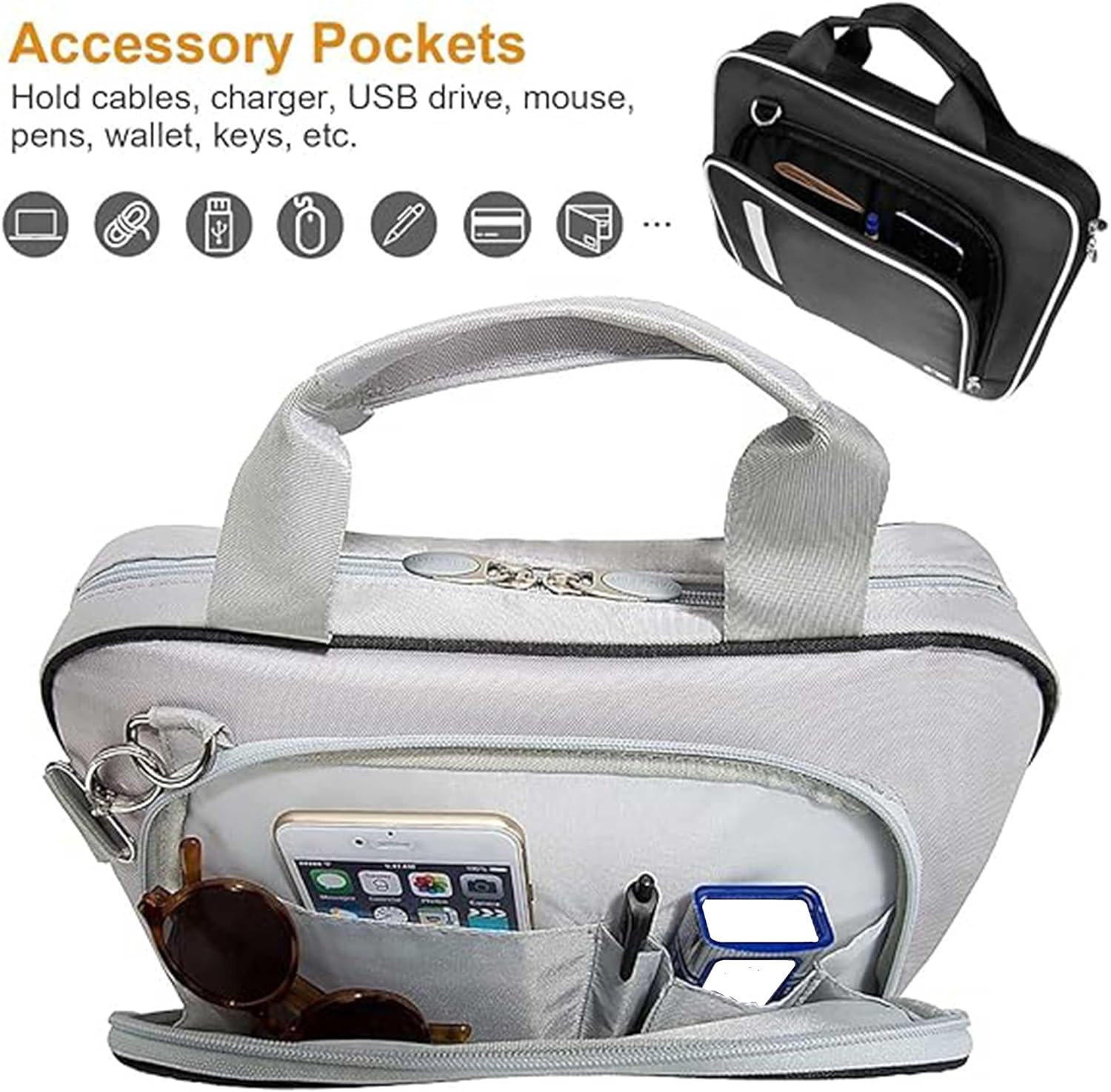 Travel Padded Shoulder Bag Water Resistant Nylon Convertible Messenger Carrying Case for 10 inch Tablets, Laptops