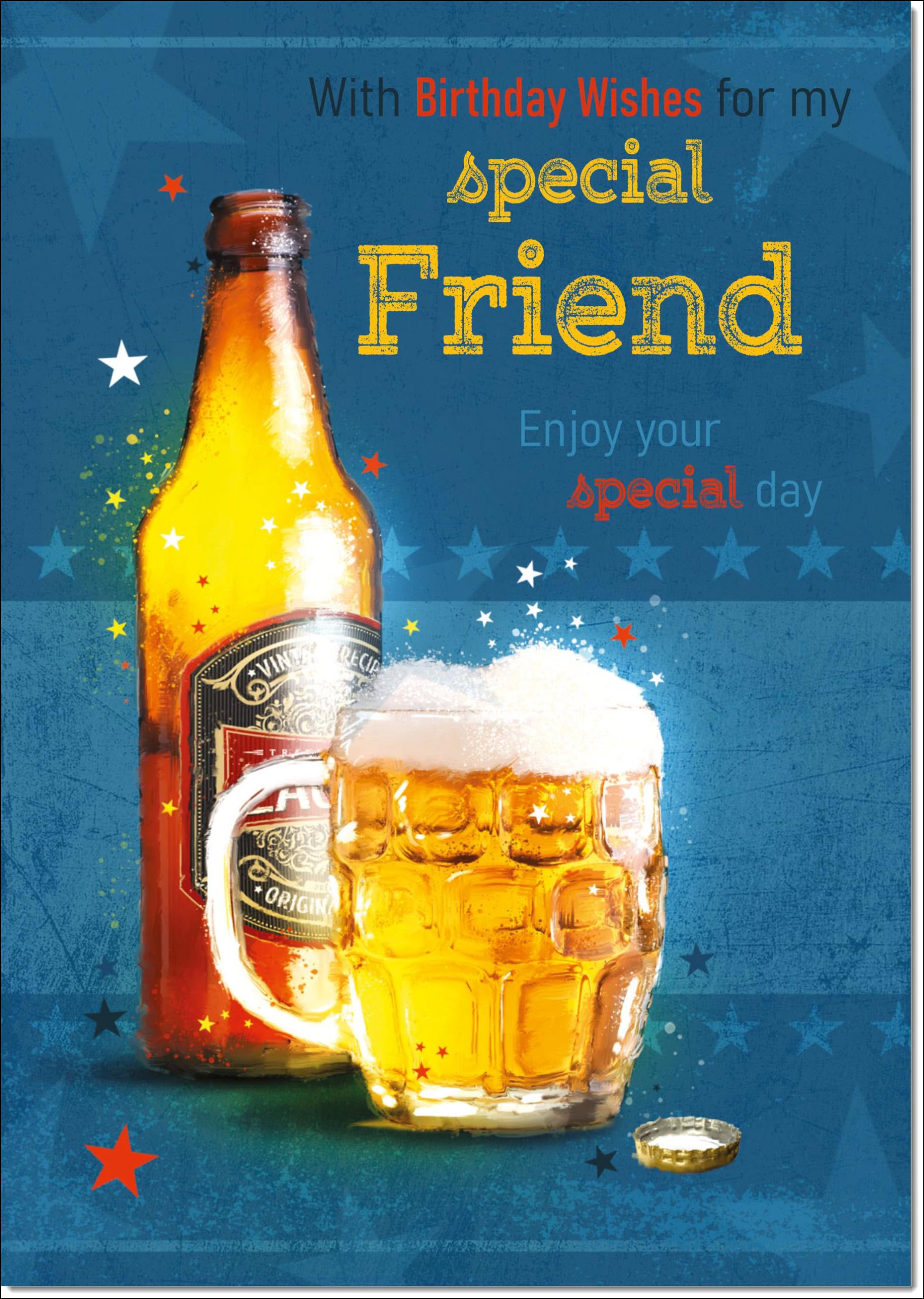 doodlecards Special Friend Birthday Card Beer Bottle Large A4 Size with Plain Envelope