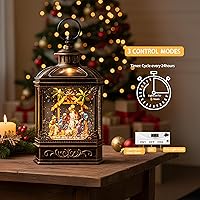 Vista 3 de Linterna de globo de nieve de Navidad, linterna brillante de agua iluminada con cable USB y funciona a baterías, para regalos y decoración de Pesebre