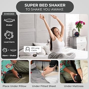 Sonic Alert Small Digital Alarm Clock with Battery Backup, Snooze, Full Range Brightness Dimmer, Outlet Powered Compact Clock for Bedrooms, Desk, Bedside, Simple to Operate (Black)