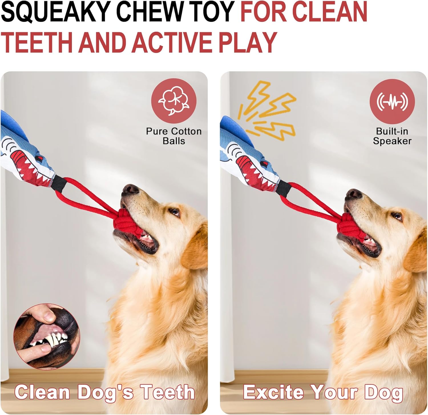 Dog tug of war Toy with Handle,Dog tug Toy for Boredom,Pull Toy with Squeak for Small to Medium Dogs to Exercise Play Rope.