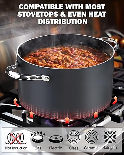 Miniatura 4 de Cooks Standard Cazuela de horno holandés con tapa de vidrio, olla clásica anodizada dura antiadherente de 7 cuartos de galón, color negro