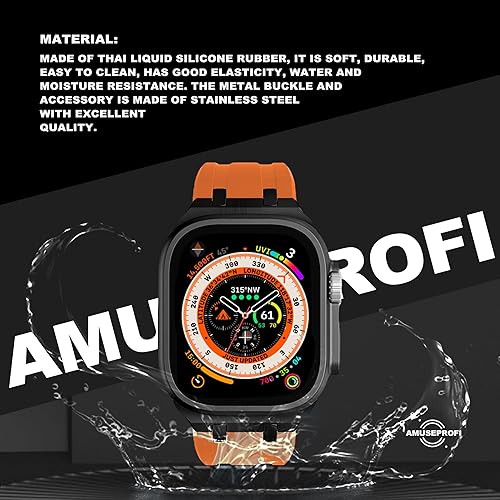 Miniatura 4 de Apple Watch Band para iWatch Ultra Series, correa de reloj de silicona para hombres, diseño fresco, compatible con Apple Watch de 1.929 in, 1.772