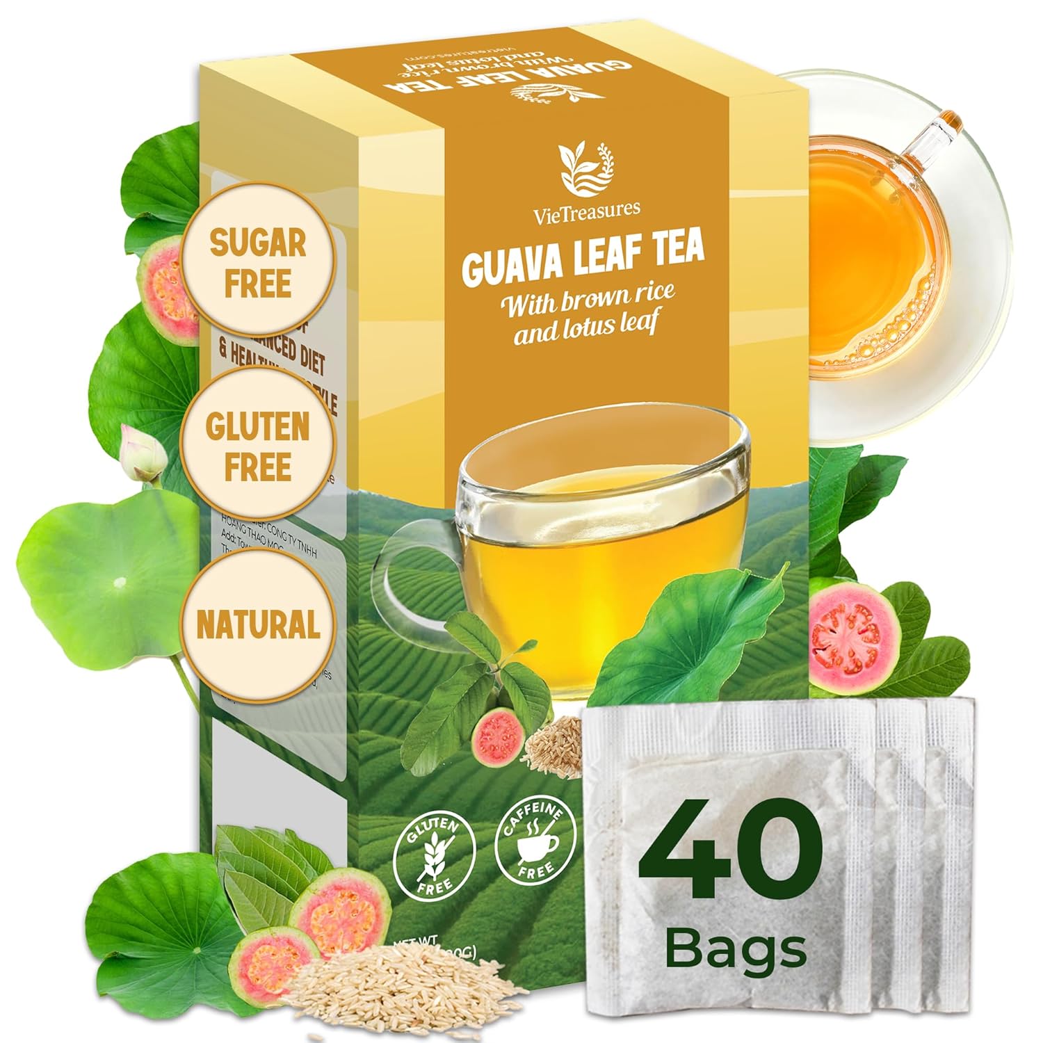 VieTreasures 40 Guava Lotus Leaf Tea Bags... VieTreasures 40 Guava Lotus Leaf Tea Bags...