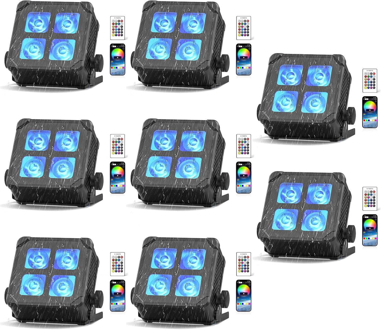 4LED Cordless Uplights for Events, APP Rechargeable Battery Powered Par Lights, Waterproof Strong Brightness Indoor/Outdoor Stage Lighting for DJ, Weddings, Church, Auditorium, Buildings