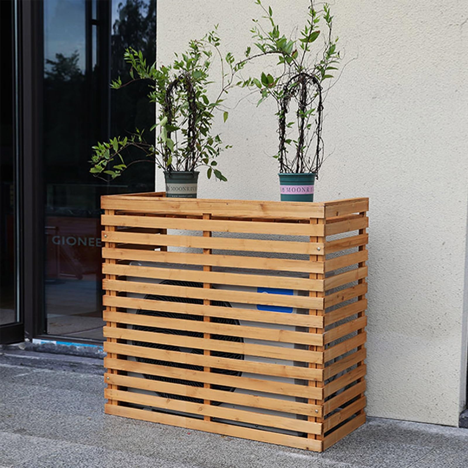 Clôture bois sans creuser pour cacher poubelle de jardin et terrasse