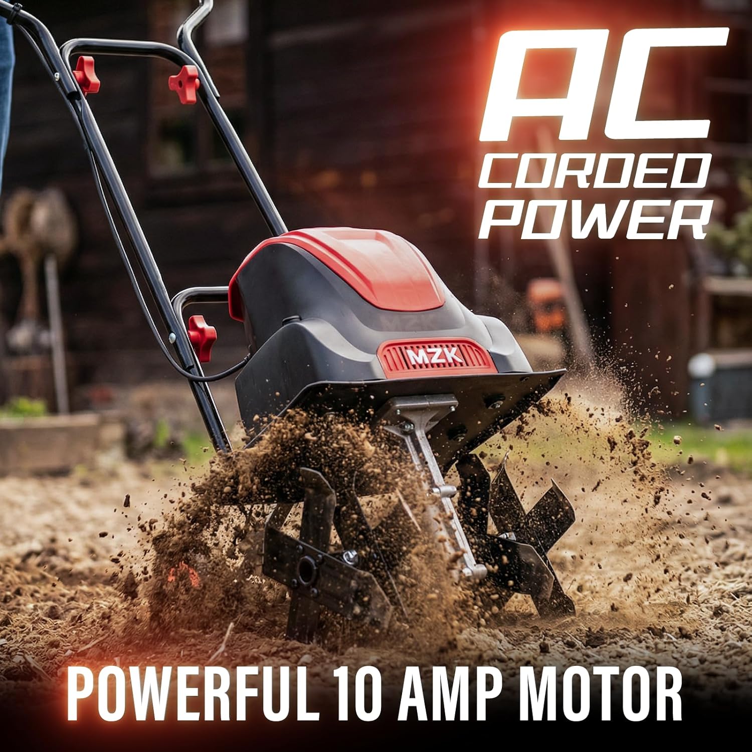 MZK 12-Inch 10.5 Amp Corded Electric Tiller/Cultivator for Gardening, 8-inch tillling Depth, Powerful and Lightweight Tiller, Electric Garden Rototiller for Lawn/Yard/Garden Soil Digging,TC12A03