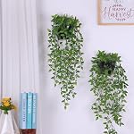 Artificial Hanging Plants - 2 Pack Fake Hanging Greenery Plant Hanging Mandala Vines Plant Potted for Décor for Indoor Outdoor Décor