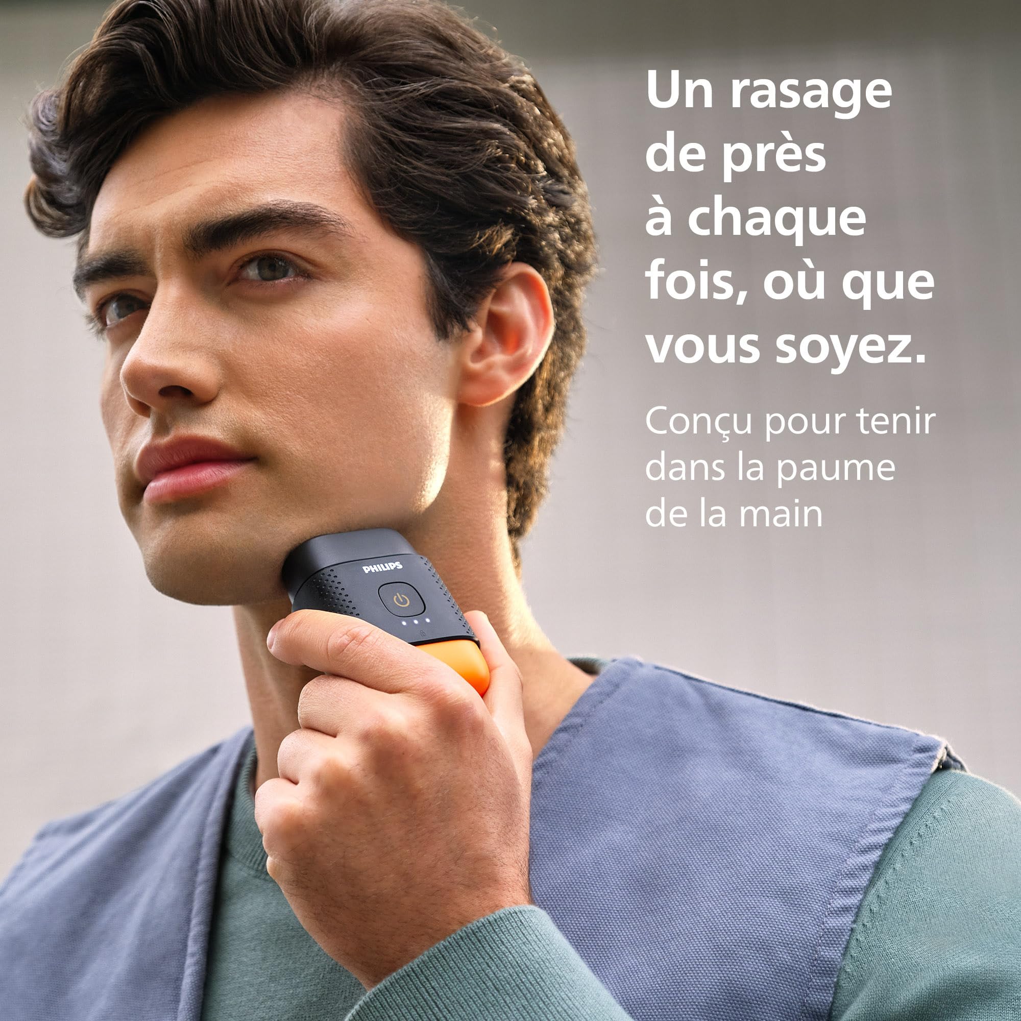 Rasoir Philips série 500 – électrique et compact, Lift & Cut, lames Dual SteelPrecision, têtes flottantes 3D, poils secs ou mouillés, étui de voyage, verrouillage, couvercle magnétique, modèle S595/05