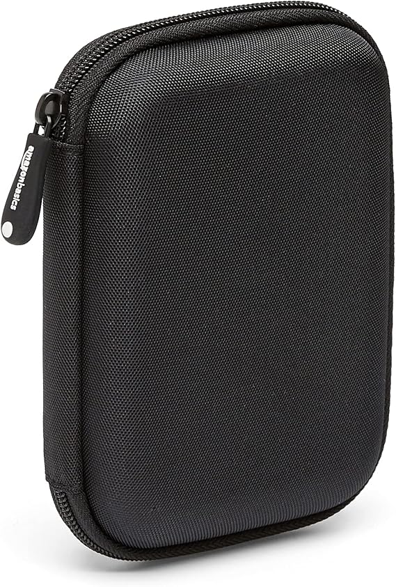 Amazon Basics Portable External Hard Drive Carrying Case with Mesh Storage, Protection, Secure Strap, Black