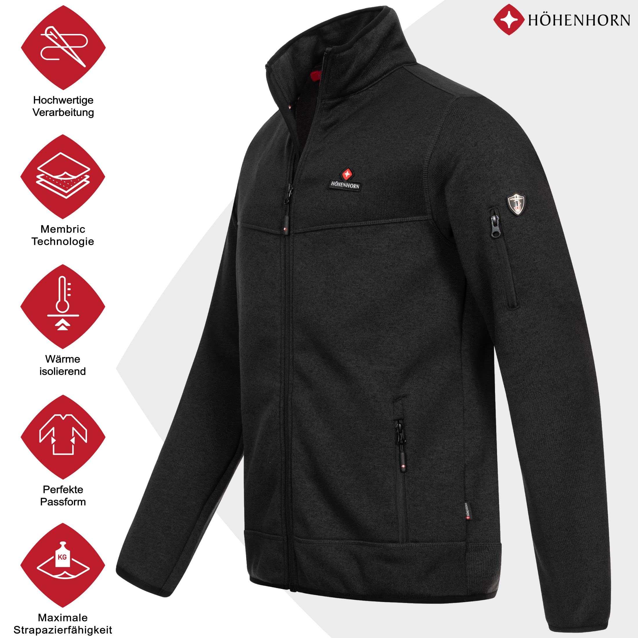 Höhenhorn Tacul Herren Jacke Cardigan mit Fleece-Innenseite Strickfleece Outdoor Stehkragen Warm Norweger S-3XL
