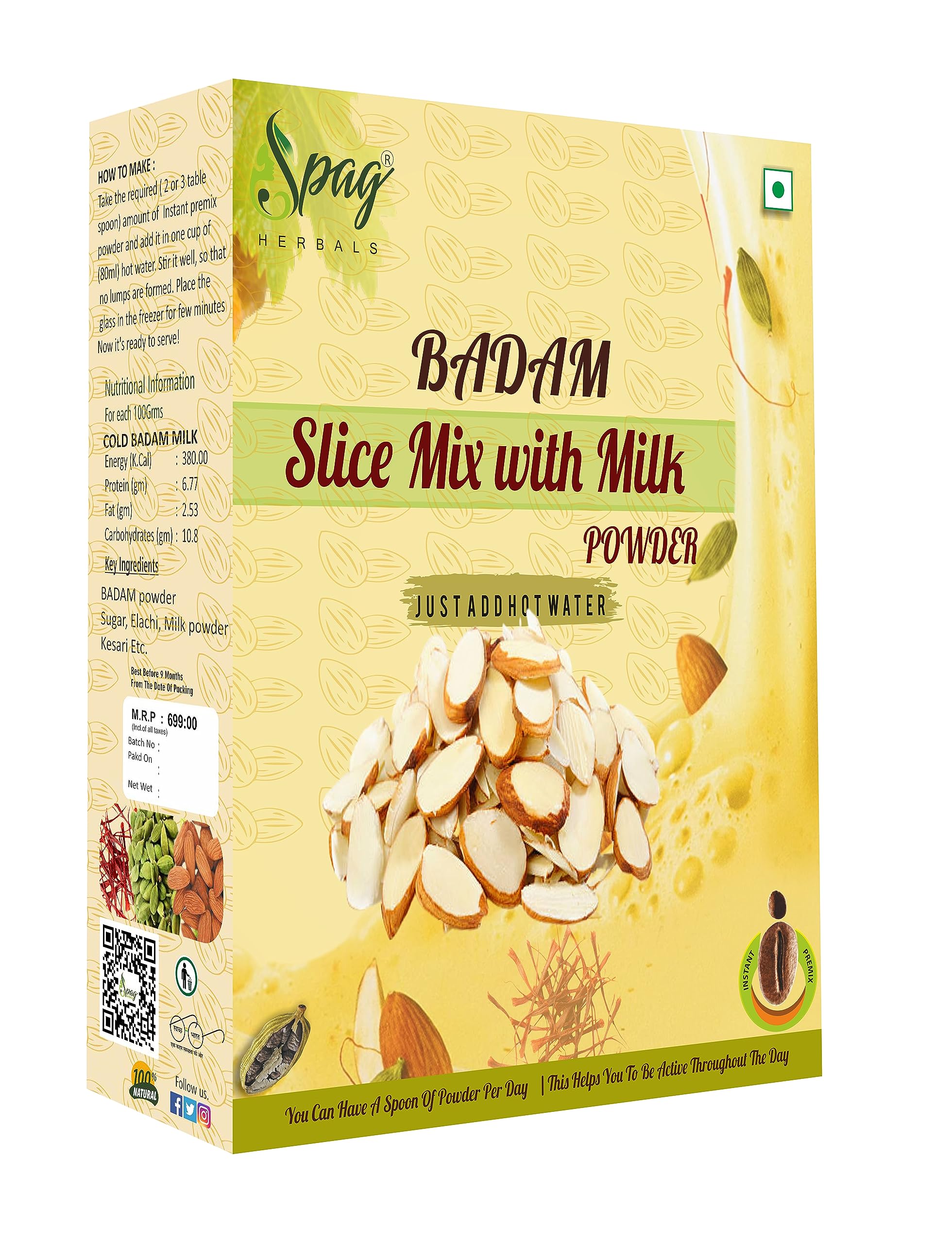 SPAG HERBALS BADAM Slice mix with kashmiri kesar Saffron mix with real bits almond nutritious healthy and refreshing powder 400G (B0CD7ZJQR8) Amazon Price History, Amazon Price Tracker