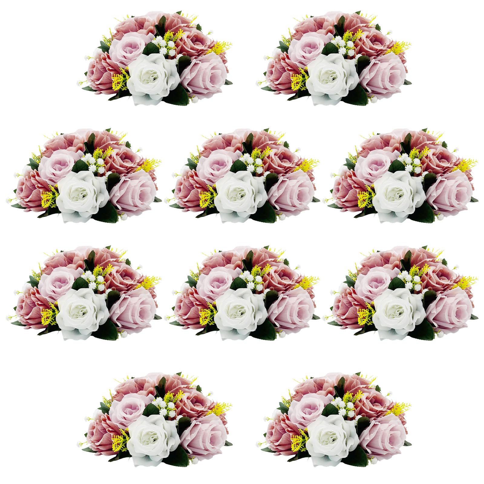 QUTUNI 10Pcs Artificial Flower Balls for Centerpieces, Large Round Rose Balls for Parties Valentine's Day Wedding Centerpieces and Home Office Decor (