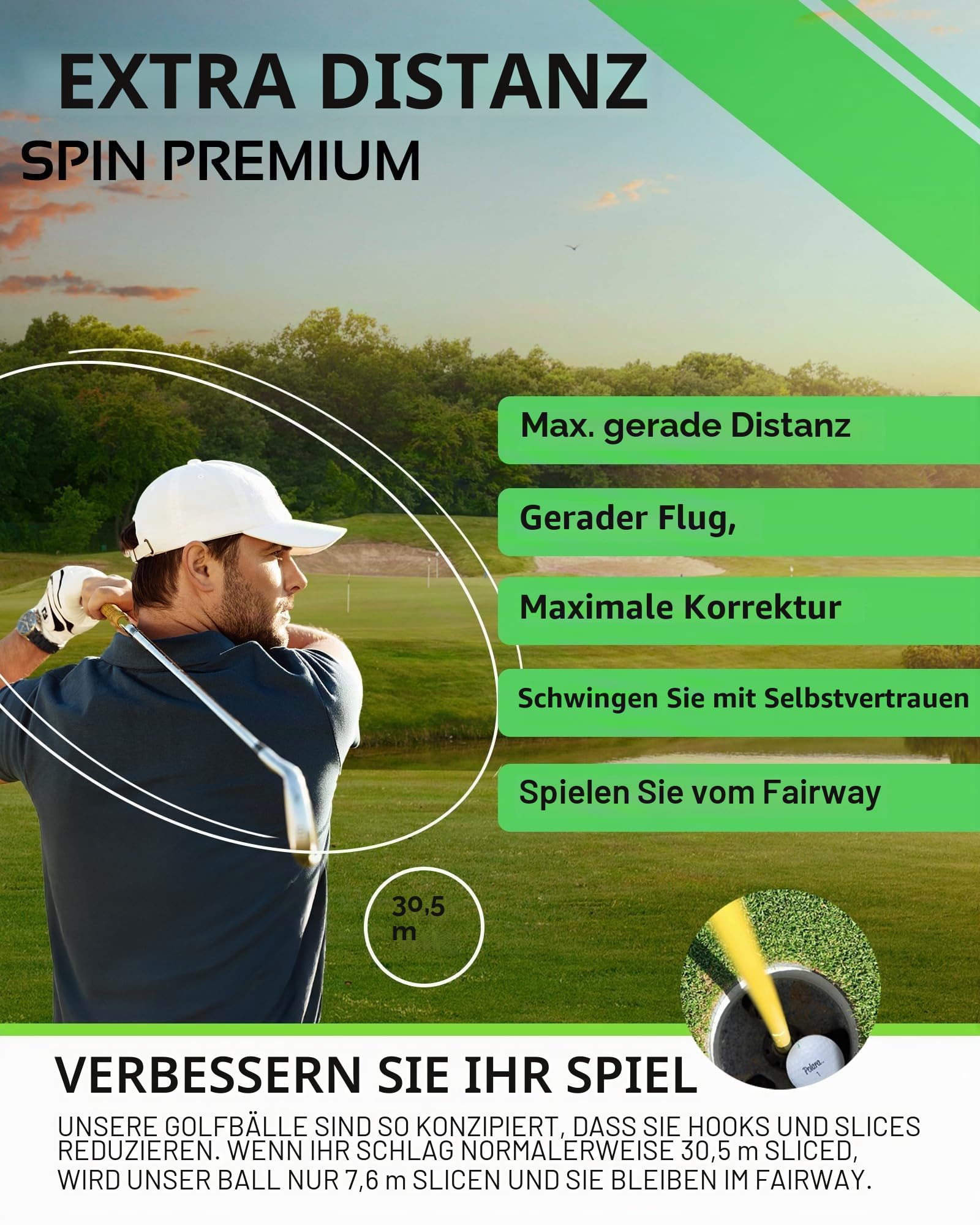 Polara Selbstkorrigierende Golfbälle, entworfen, um Haken und Scheiben zu korrigieren, perfekt für Freizeit-Golfer, 12 Stück