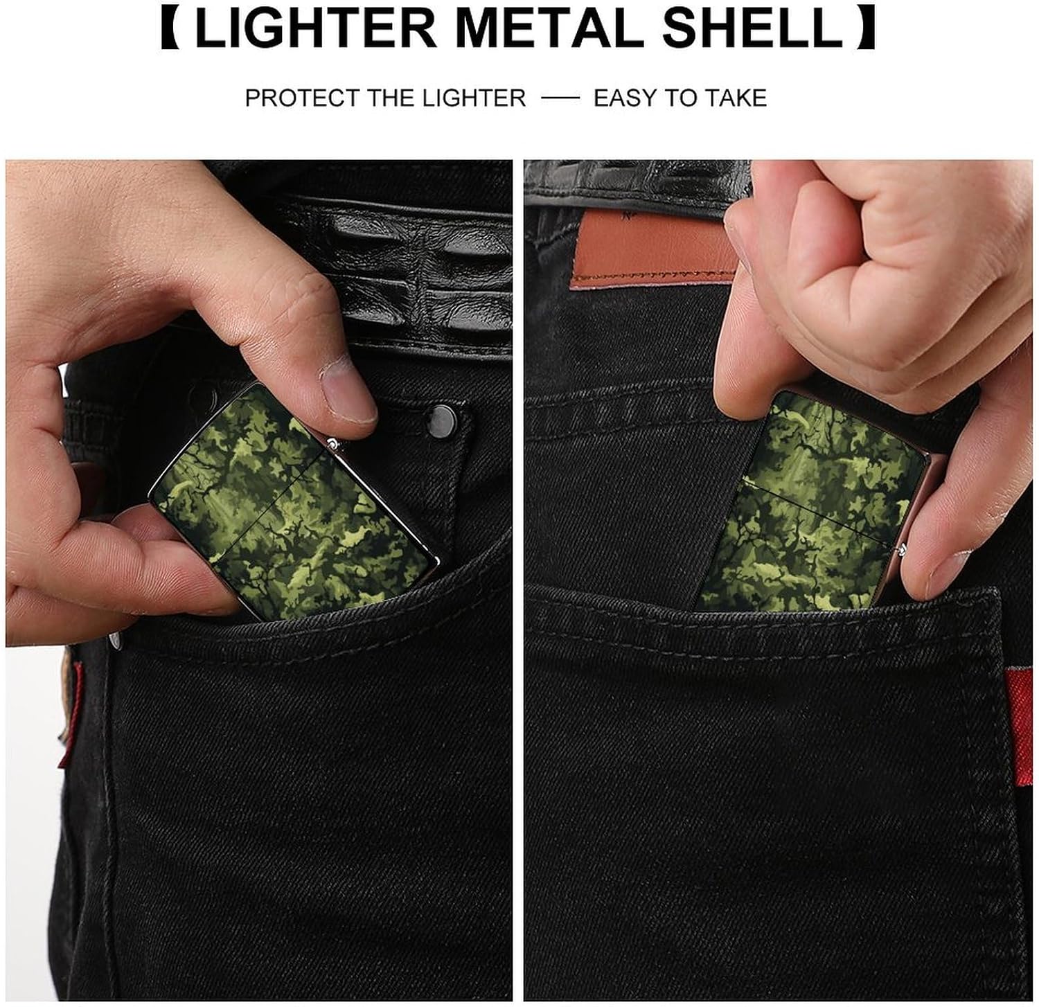 Camo Woodland Camoflage Metal Lighter Case Cover Lighter Sleeve