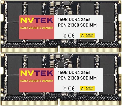 Memoria de computadora portátil SODIMM NVTEK de 32 GB 2 x 16 GB DDR4 2666 MHZ PC4-21300 1.2V CL19 260-PIN no ECC SODIMM NVTEK Laptop PC