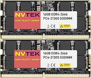 32GB 2X16GB DDR4 2666MHZ PC4-21300 1Rx8 1.2V CL19 260-PIN Non-ECC Unbuffered SODIMM NVTEK Laptop PC Memory KIT