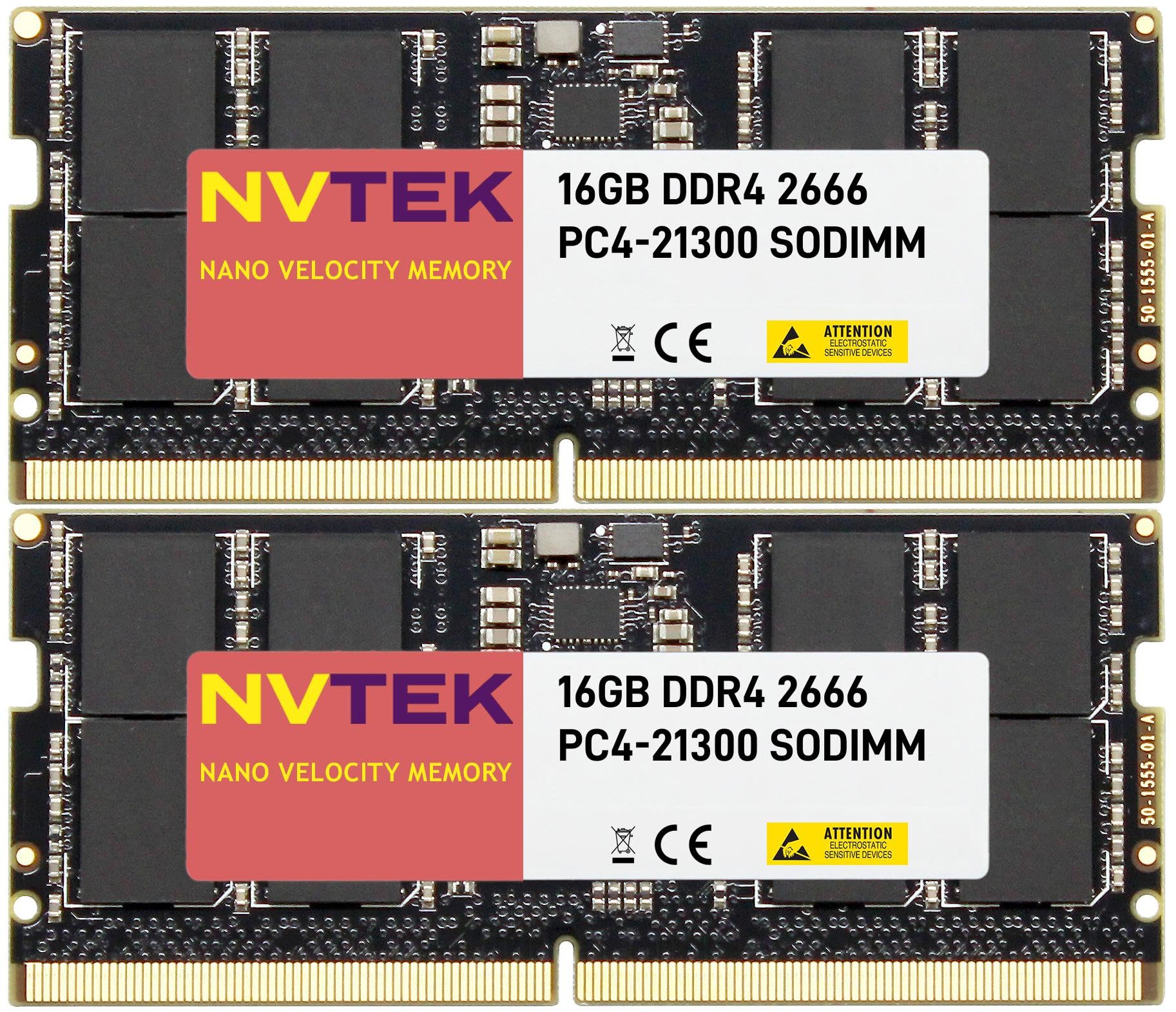 NVTEK 32GB (2X16GB) DDR4 2666MHZ PC4-21300 SODIMM 2Rx8 1.2V CL19 260-PIN Non-ECC Laptop PC Computer Memory KIT