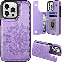 Vista 22 de MMHUO Funda para iPhone 14 con tarjetero y parte trasera magnética de flores para iPhone 14, funda protectora para iPhone 14, color oro rosa