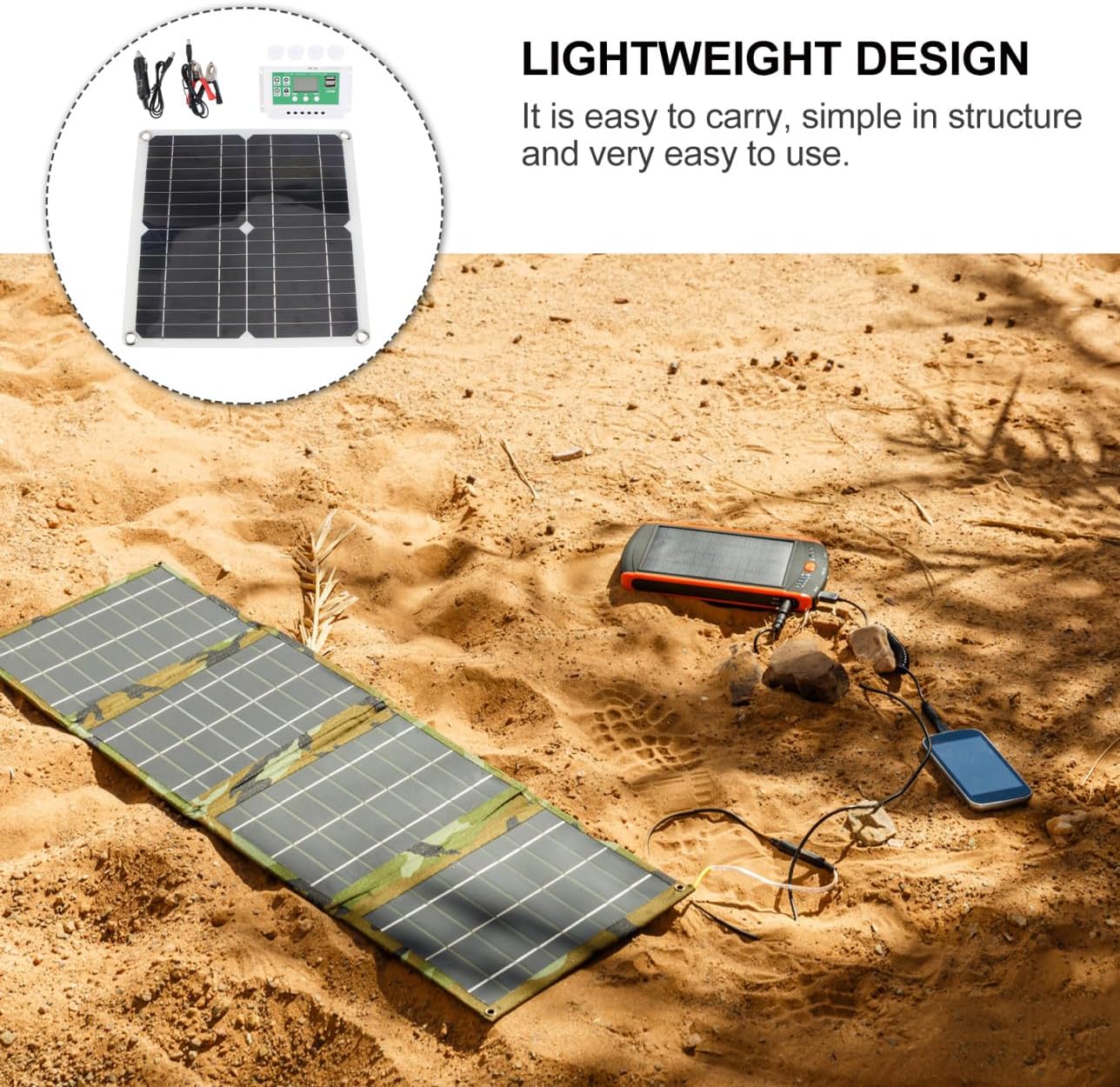 Solar Power Bank 40w 18v Monocrystalline Flexible Solar Panel 30a Controller Outdoor Charging for Mobiles Tablets Camping