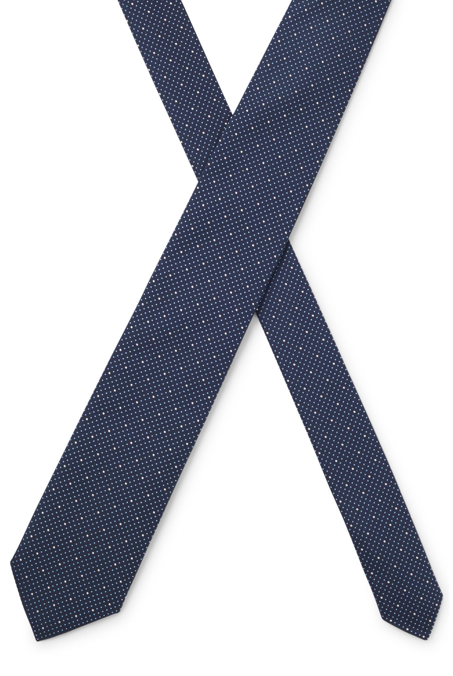 BOSS Herren H-TIE CM 7.5 262 Krawatte aus Seiden-Mix mit feinem Muster Hellblau Stck