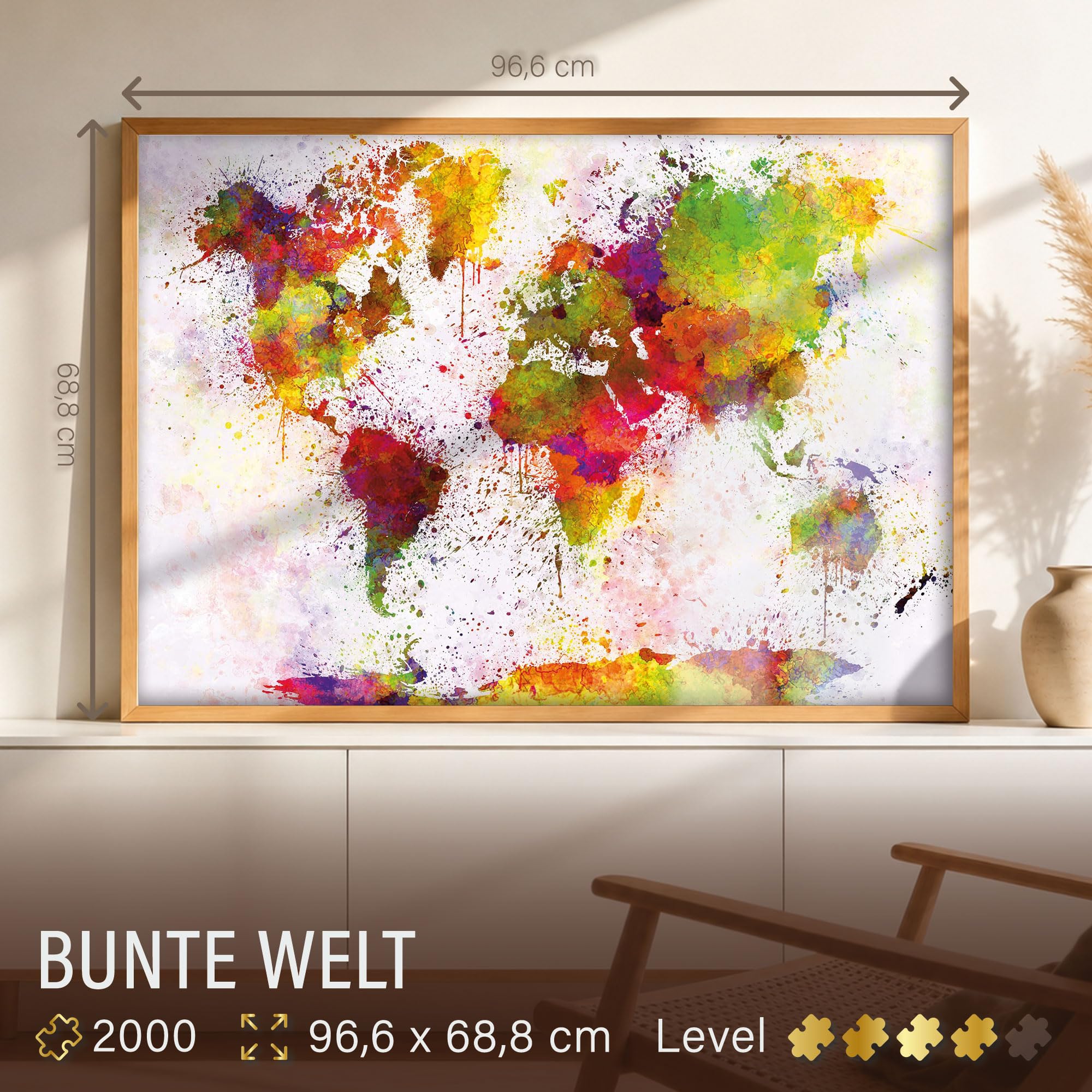 Ulmer Puzzleschmiede - Puzzle "Kolorowy świat" - klasyczne puzzle 2000 elementów – nowoczesny motyw puzzli z oryginalną inscenizacją mapy świata - przyprawy i kolory