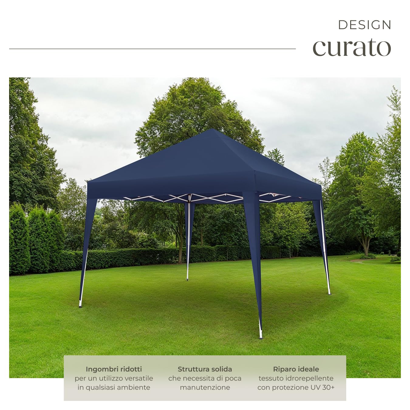 Tectake Gazebo da Giardino Regolabile 300x300x255 cm Blu - Padiglione Esterno Resistente con Telaio in Acciaio, Idrorepellente, UV