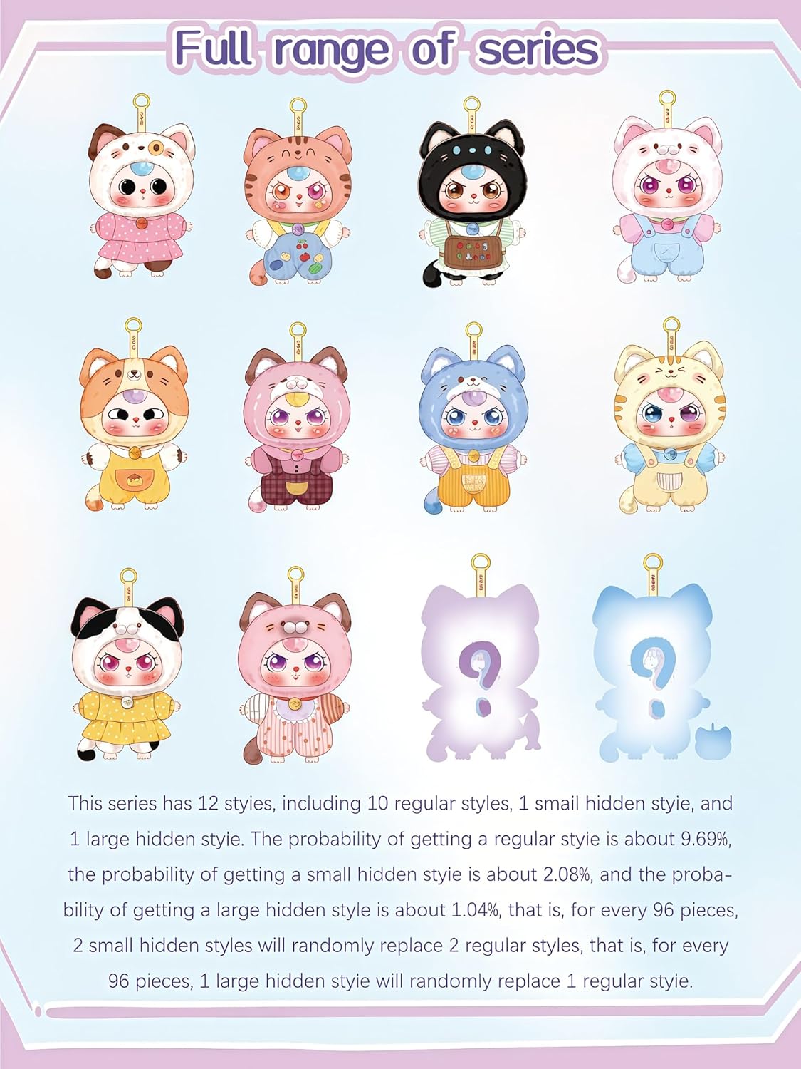 Baby Three Kitten Wardrobe Plush Blind Box Figures, Random Design Action Figures Collectible Toys Home Decorations (1PC BlindBox)