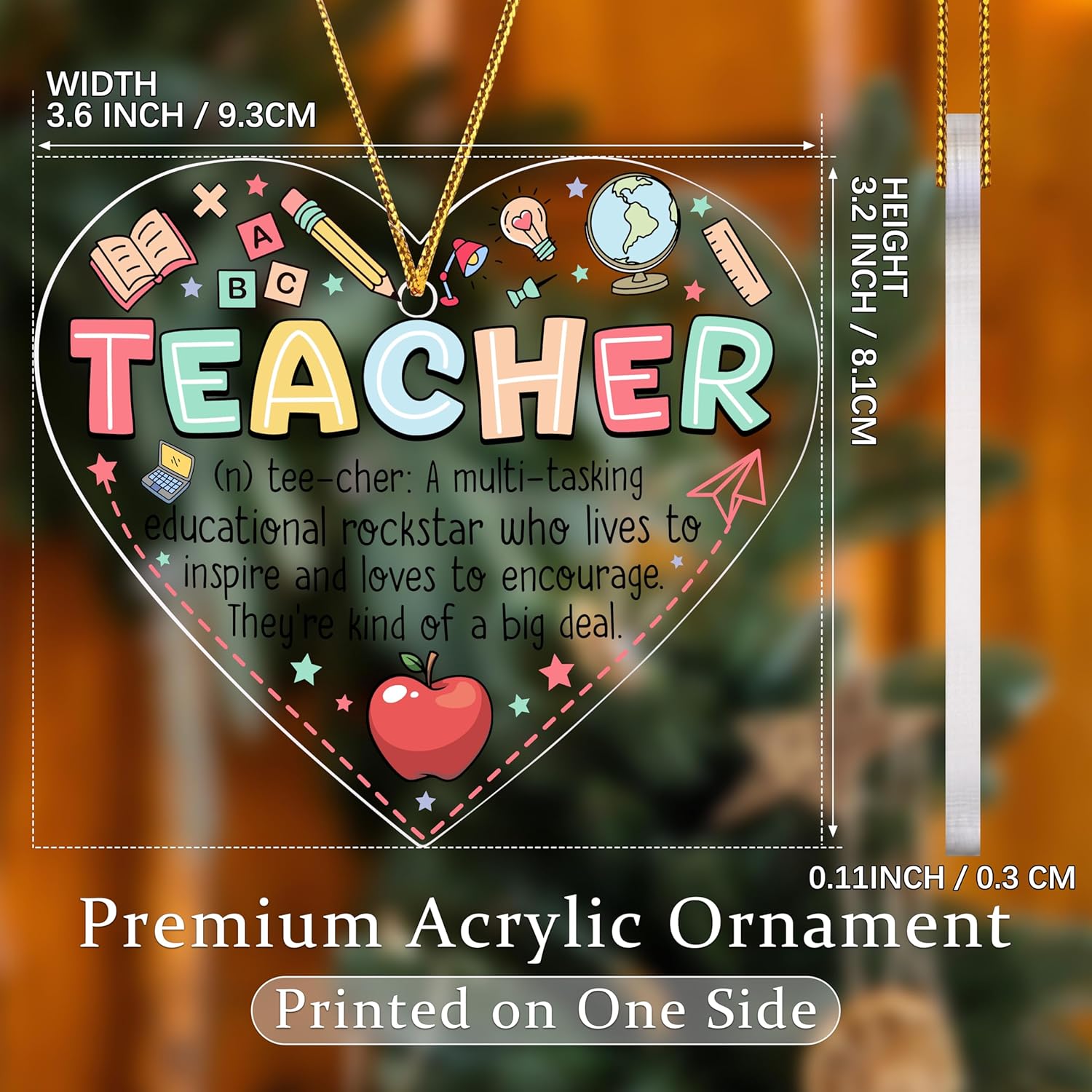 Teacher Ornament Gifts for Women Stocking Stuffers for Women Christmas Appreciation Week Gift Retirement Gift Back to School Graduation Gifts for Teachers - Image 3