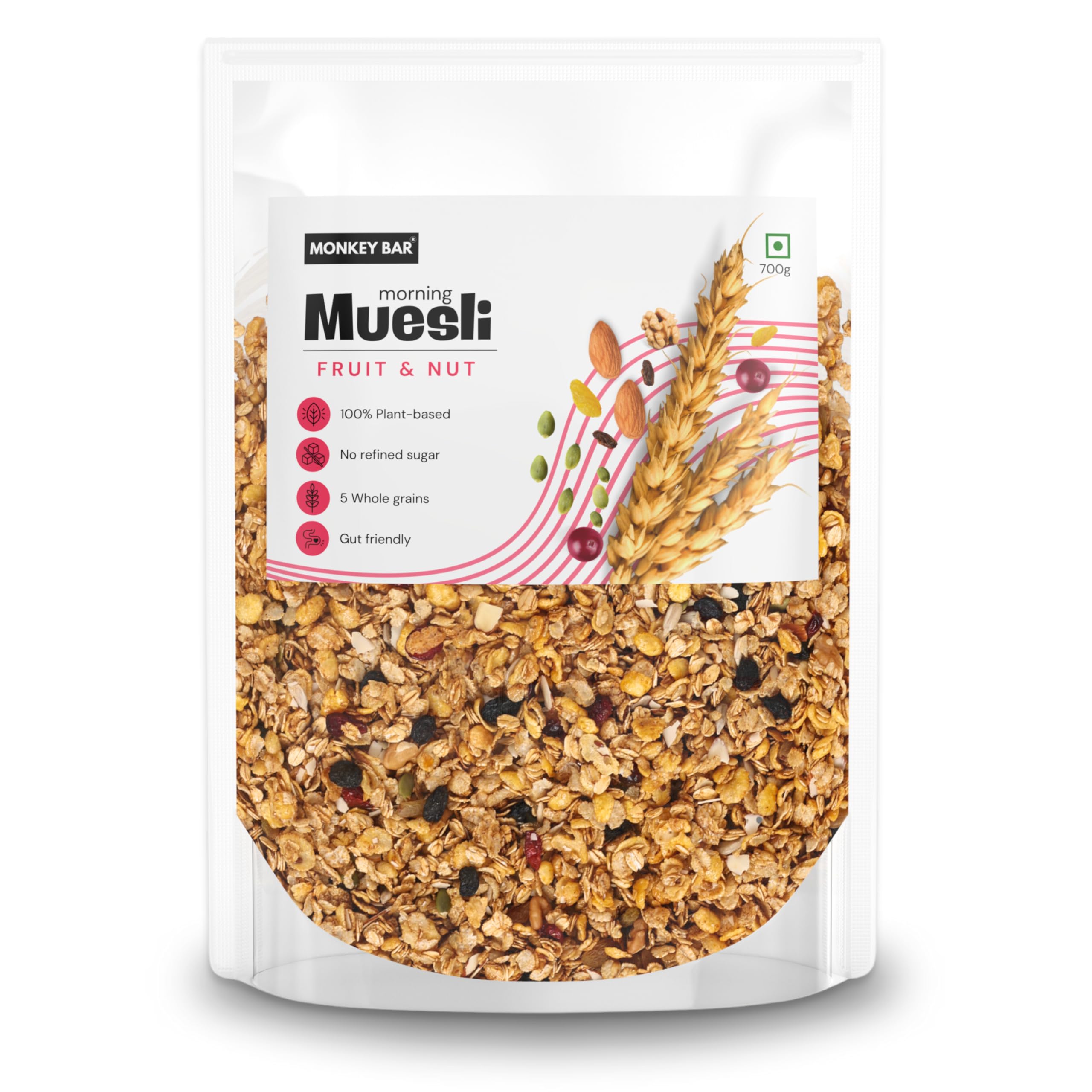 Morning Muesli - Fruit & Nut | 700g | with Probiotics | Healthy Breakfast Cereal | Granola | No refined sugar | Supersaver Pack