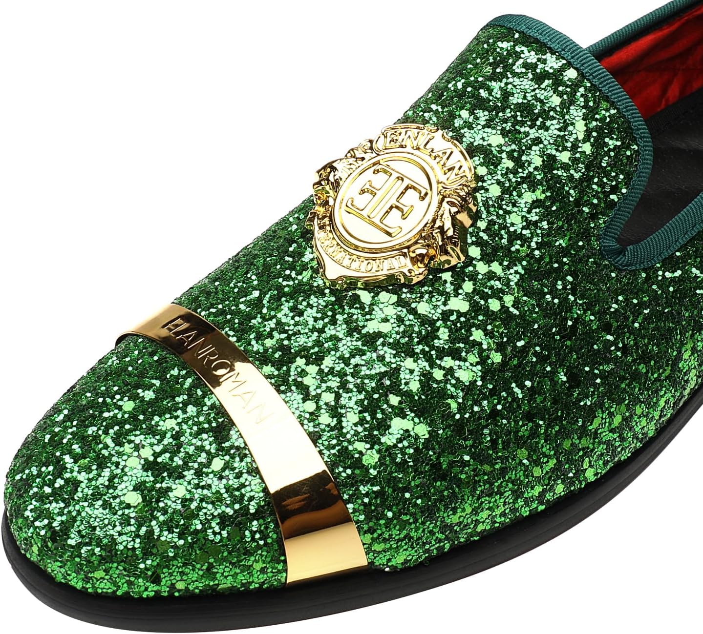 ELANROMAN Men's Glitter Loafers Oxford Dress Fashion Wedding Party Prom Shoes - Image 4