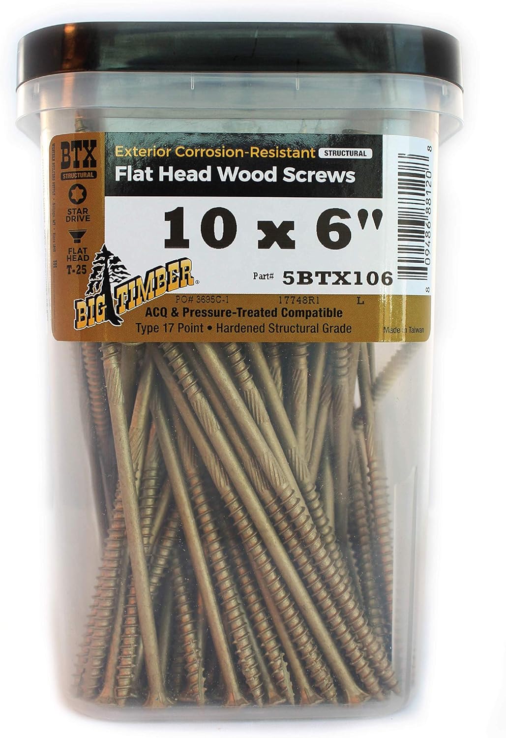 Big Timber 5BTX106#10 by 6-inch T-25-drive bit Bronze Star Flat Head Screws-Exterior,(160 per Box)