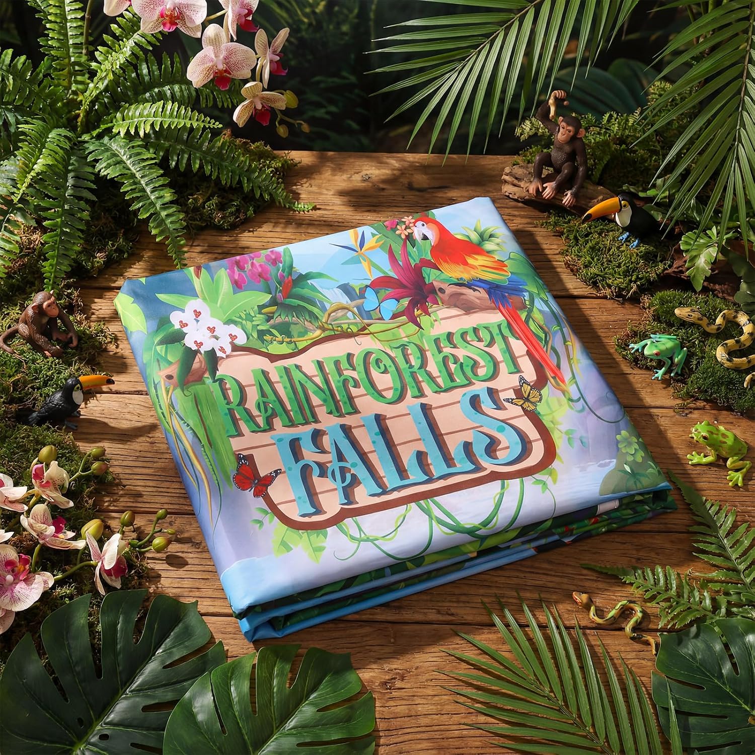 Gilprop Rainforest Falls Backdrop 9 x 6 ft Rainforest Scene Photography Backdrop Party Decoration Large Background for VBS 2026 Sunday School Classroom Banner Photo Props