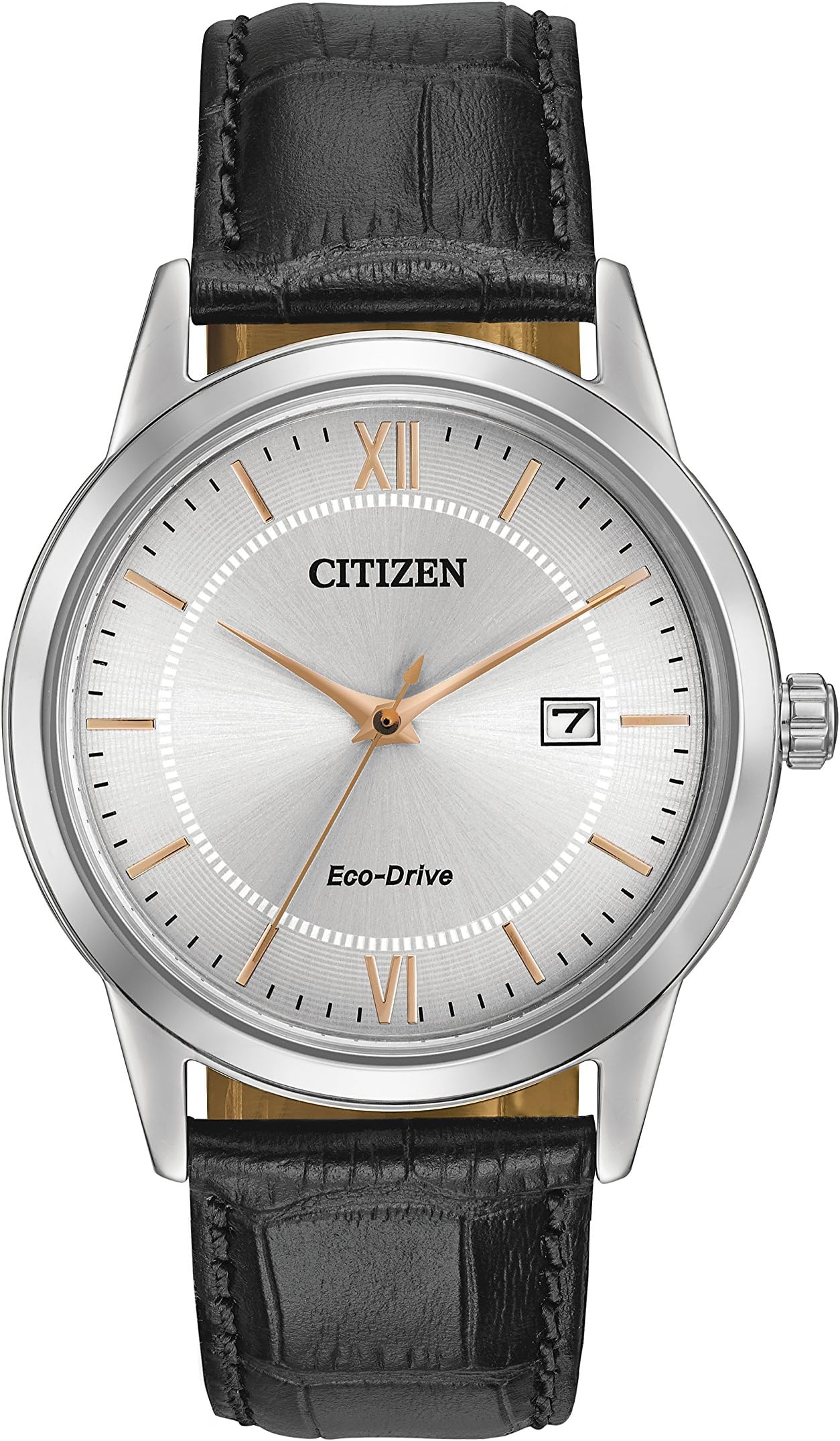 Citizen Watch Men's Quartz Watch with Silver Dial Analogue Display and Black Leather Strap AW1236-03A