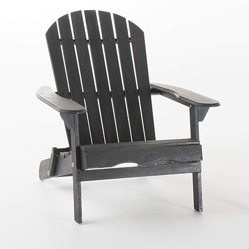 Christopher Knight Home Hanlee - Silla Adirondack plegable de madera de acacia, color gris oscuro