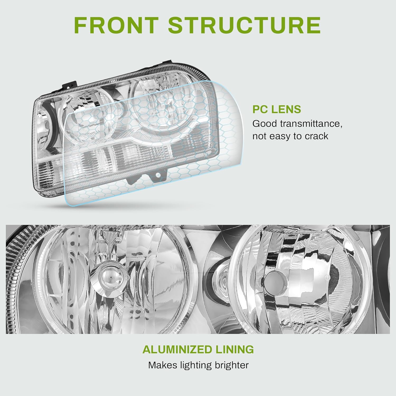 AUTOSAVER88 Headlights Assembly Set Compatible with 2005 2006 2007 2008 2009 2010 Chrysler 300 Replacement Headlamp Left and Right side