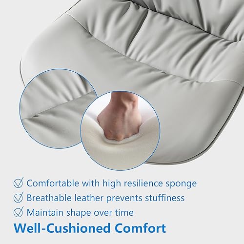 Miniatura 4 de Rowill Silla de oficina con ruedas, silla de escritorio giratoria sin brazos con altura ajustable, moderna silla de trabajo de piel sintética