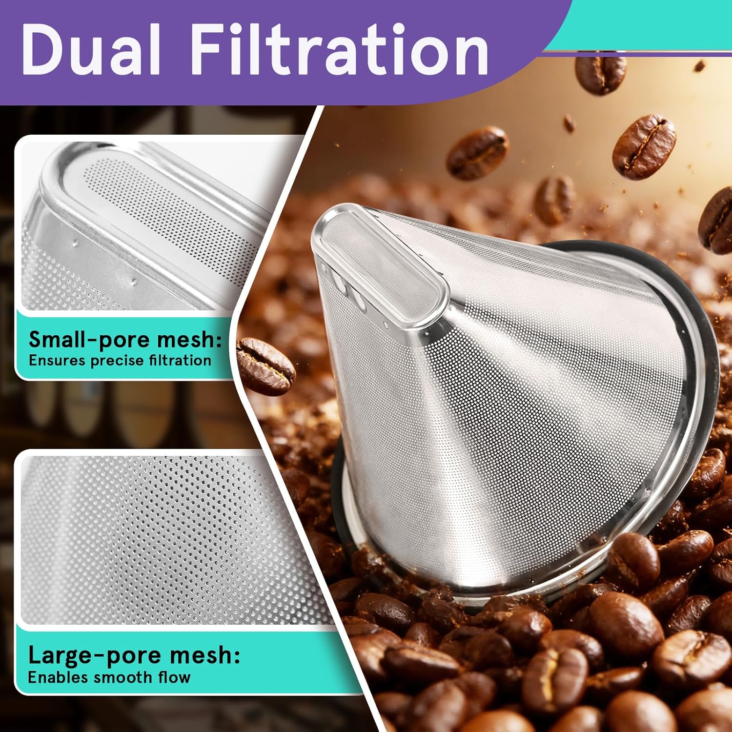 #4 Stainless Steel Coffee Filter Compatible with Technivorm Moccamaster KBGV, KBT, Upgraded Reusable Cone Coffee Filter, Sustainable Brewing and Durability, Maintain Coffee Quality - Image 5